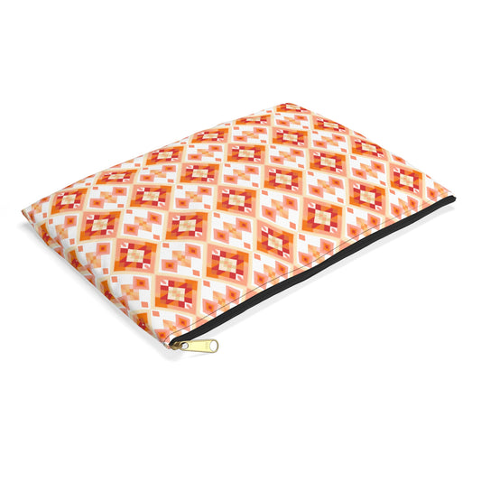 Red Orange Pink Modern Square Aztec Summer Pattern Accessory Pouch
