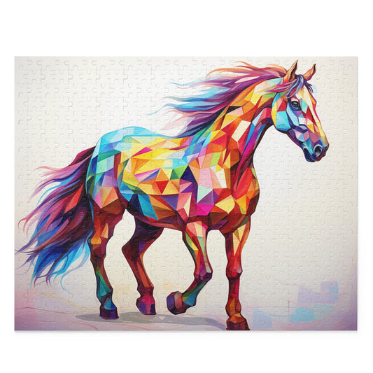 Majestetic Colorful Polygon Style Horse Puzzle - Jigsaw Puzzle (120, 252, 500-Piece)