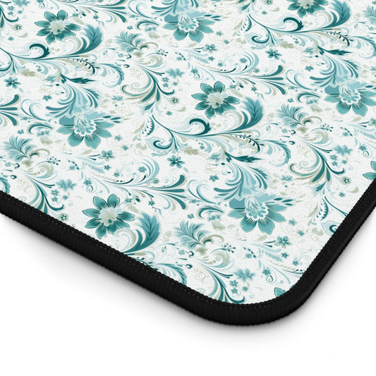Beautiful Moss and Olive Green Floral Pattern Desk Mat