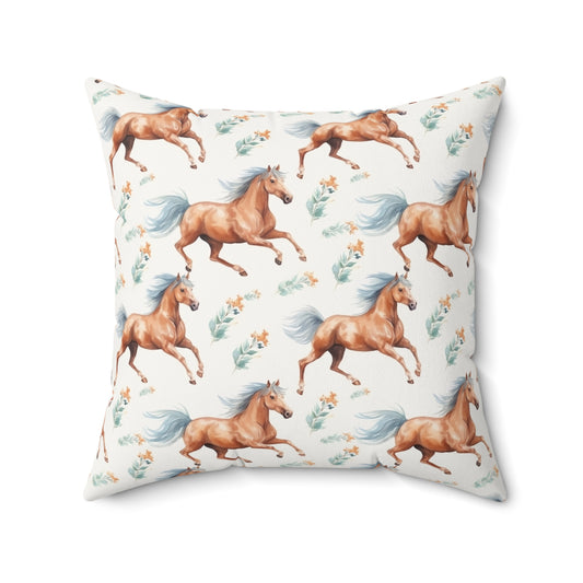 Horse Enthusiasts Collection - Beautiful "Welsh Pony" Majestic Watercolor Pattern - Spun Polyester Square Pillow - Perfect Gift