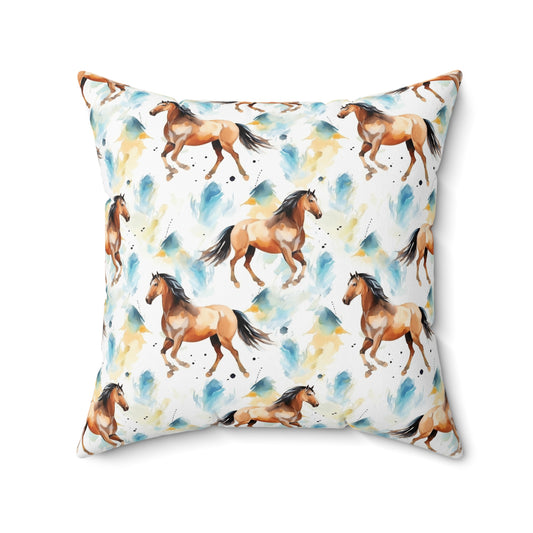 Horse Enthusiasts Collection - Beautiful "Peruvian Paso Horse" Majestic Watercolor Pattern - Spun Polyester Square Pillow - Perfect Gift