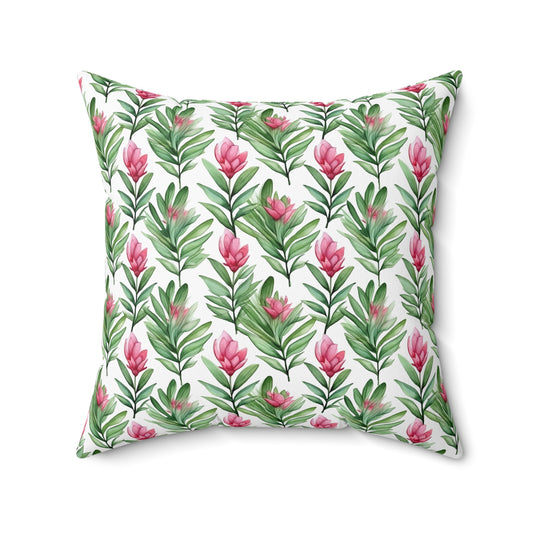 Gardening Lovers Collection - ZZ Plant (Zamioculcas zamiifolia) Herbal Garden Plants Pattern - Spun Polyester Square Pillow - Perfect Gift