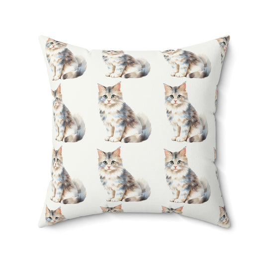 Majestic Manx Cat Pattern Pillow - Spun Polyester Square Pillow