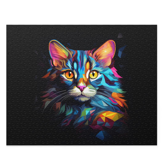 Mystic Colorful Polygon Style Cat Puzzle - Jigsaw Puzzle (120, 252, 500-Piece)