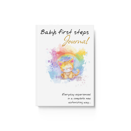 Baby Journal / Baby Notebook / Baby's first steps - Hard Backed Journal - Cat