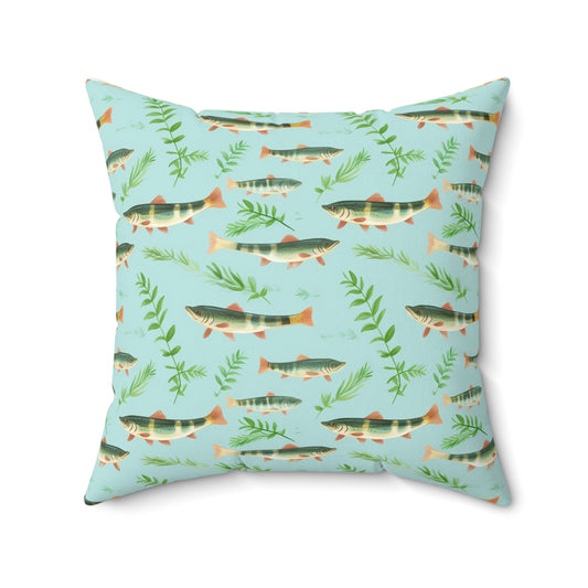 Fishing Enthusiasts Collection - Beautiful "Loach" Elegant Watercolor Fish Pattern - Spun Polyester Square Pillow - Perfect Gift