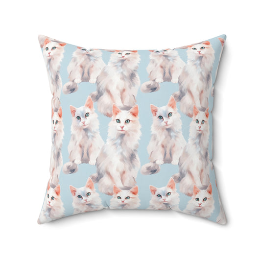 Majestic Turkish Van Cat Pattern Pillow - Spun Polyester Square Pillow
