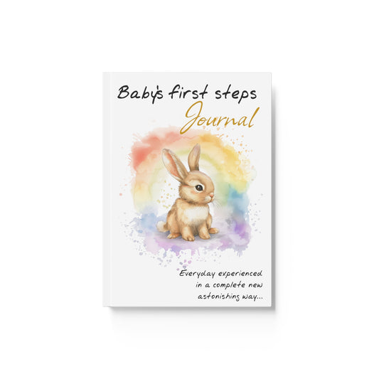 Baby Journal / Baby Notebook / Baby's first steps - Hard Backed Journal - Rabbit