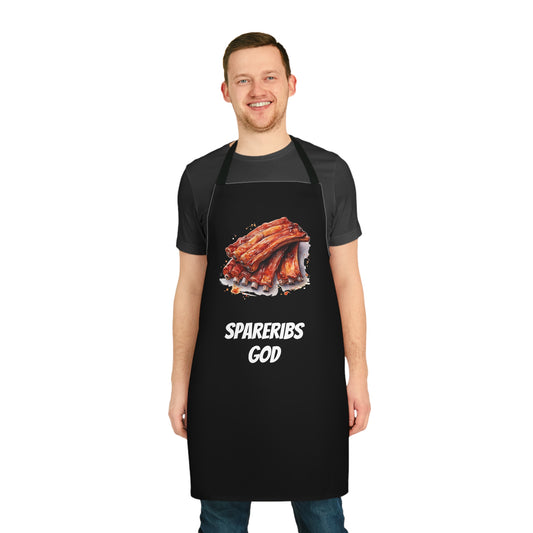 BBQ Lovers / Enthusiasts - "Spareribs God" Edition Apron  - Fathers Day Gift / Barbeque Gift - Cotton Apron / Kitchen Accessoire