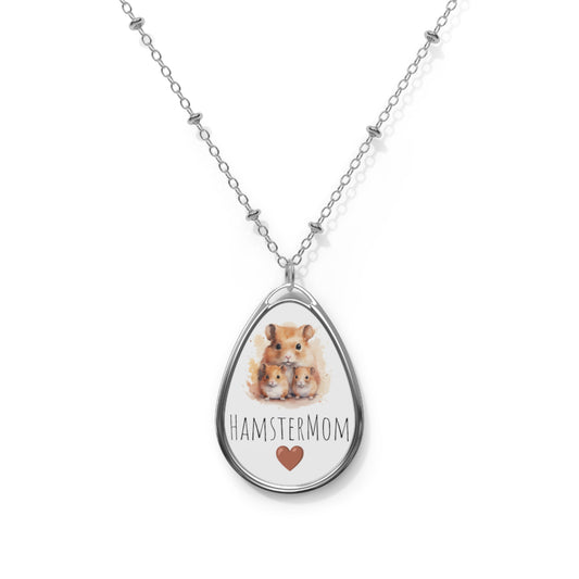 Happy Mother's Day / Mother Love / Hamstermom/ Hamster-Mom - Exquisite Baby Horse Watercolor Design Oval Necklace - Perfect Gift