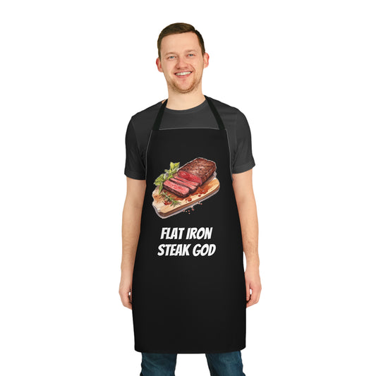BBQ Lovers / Enthusiasts - "Flat Iron Steak God" Edition Apron  - Fathers Day Gift / Barbeque Gift - Cotton Apron / Kitchen Accessoire