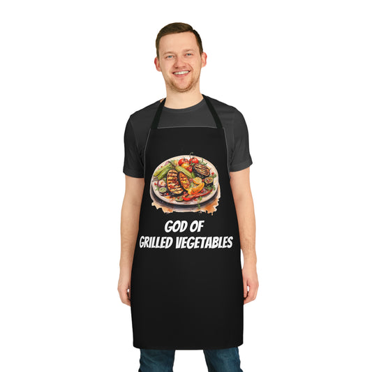 Vegetarian BBQ Lovers - "God of grilled vegetables" Edition Apron  - Fathers Day Gift / Barbeque Gift - Cotton Apron / Kitchen Accessoire