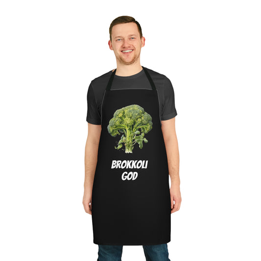Vegetarian BBQ Lovers / Enthusiasts - "Brokkoli God" Edition Apron  - Fathers Day Gift / Barbeque Gift - Cotton Apron / Kitchen Accessoire