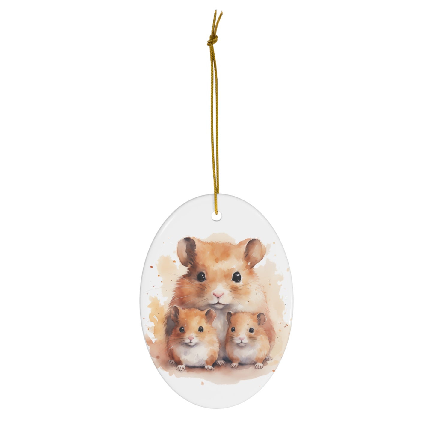 Happy Mother's Day / Love / Best Hamstermom / Hamster-Mom Ever -  Baby Hamster Watercolor Design Ceramic Ornament - Perfect Gift, 1-Pack