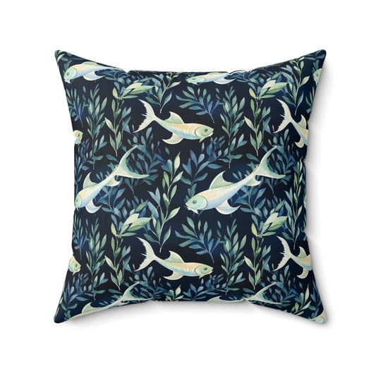 Fishing Enthusiasts Collection - Beautiful "Catfish" Elegant Watercolor Fish Pattern - Spun Polyester Square Pillow - Perfect Gift