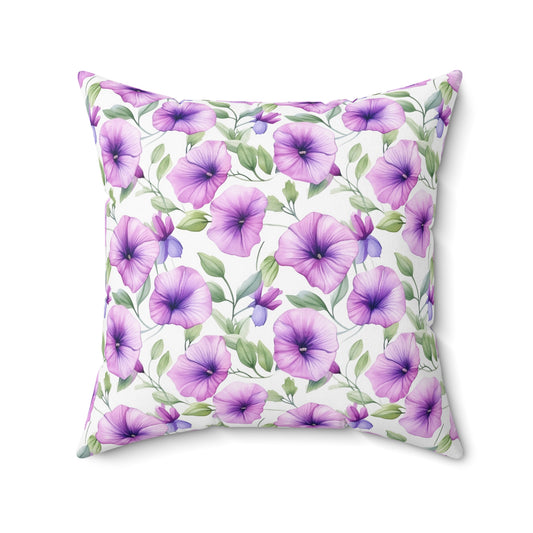 Gardening Lovers Collection - Petunia (Petunia spp.) Herbal Garden Plants Pattern - Spun Polyester Square Pillow - Perfect Gift