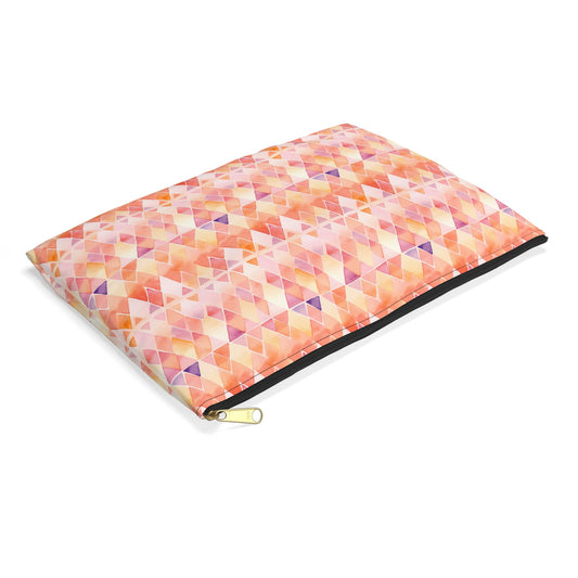 Red Orange Pink Purple Triangle Watercolor Style Summer Pattern Accessory Pouch