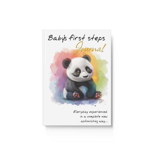 Baby Journal / Baby Notebook / Baby's first steps - Hard Backed Journal - Panda