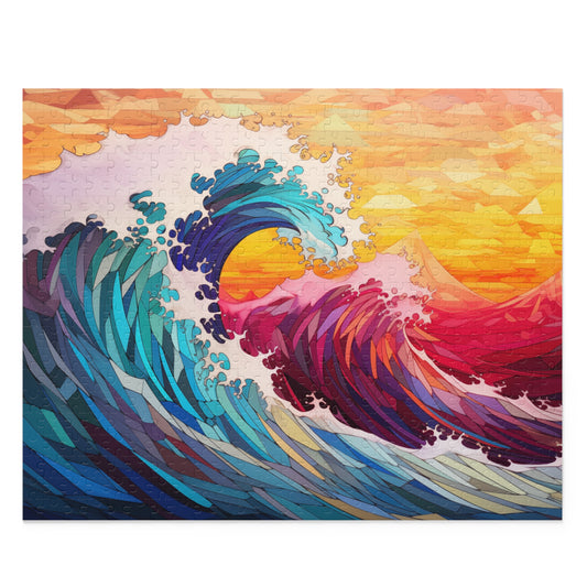 Calming Wave Polygon Style  Puzzle - Jigsaw Puzzle (120, 252, 500-Piece)