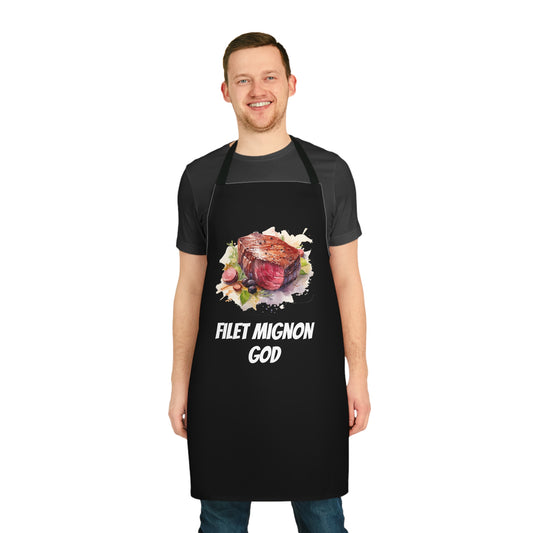 BBQ Lovers / Enthusiasts - "Filet Mignon God" Edition Apron  - Perfect Fathers Day Gift / Barbeque Gift - Cotton Apron / Kitchen Accessoire