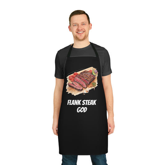 BBQ Lovers / Enthusiasts - "Flanksteak God" Edition Apron  - Fathers Day Gift / Barbeque Gift - Cotton Apron / Kitchen Accessoire