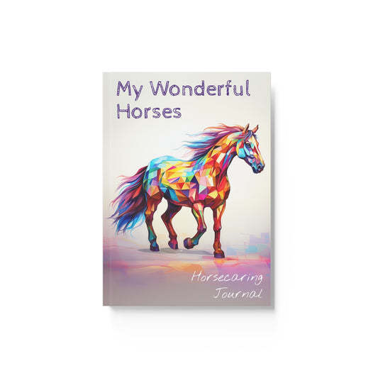 Horsecaring Journal / "My Wonderful Horses" Notebook - Hard Backed Journal - Perfect Gift for Horseriding Lovers / Horse Enthusiasts