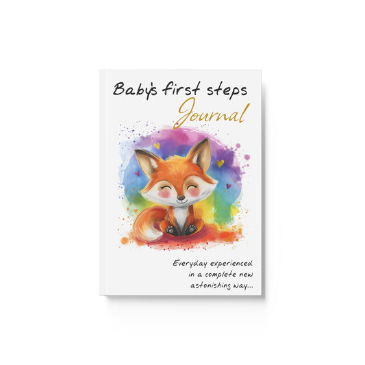 Baby Journal / Baby Notebook / Baby's first steps - Hard Backed Journal - Fox