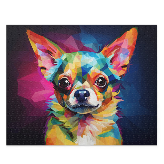 Cute Colorful Polygon Style Chihuahua / Cute little Dog Puzzle - Jigsaw Puzzle (120, 252, 500-Piece)
