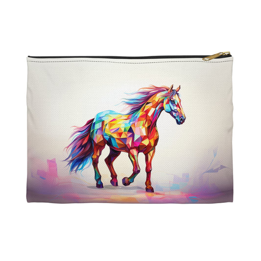 Beautiful Color Polygon Style Horse Pattern Accessory Pouch - Perfect Gift for Horse Enthusiasts / Horseriding Lovers