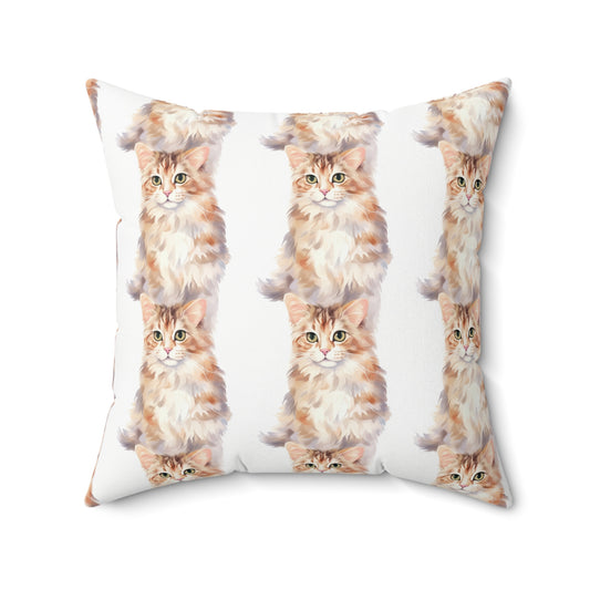Majestic American Curl Cat Pattern Pillow - Spun Polyester Square Pillow