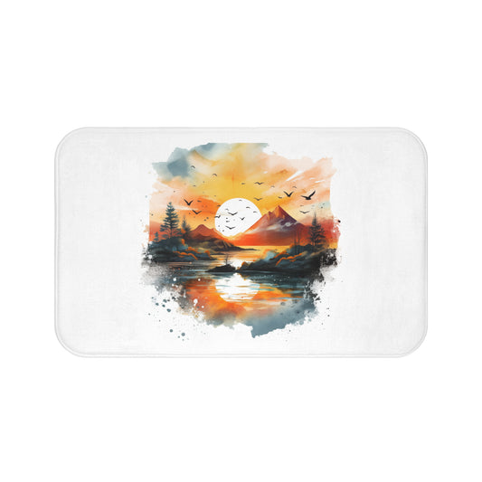 Beautiful Sunrise Watercolor Style Bath Mat