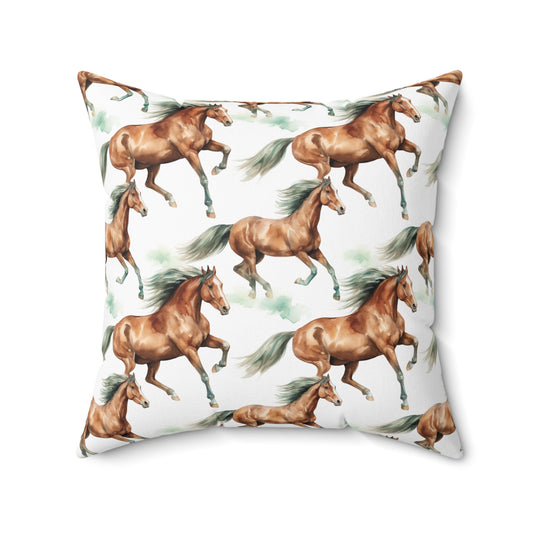 Horse Enthusiasts Collection - Beautiful "Quarter Pony" Majestic Watercolor Pattern - Spun Polyester Square Pillow - Perfect Gift