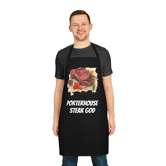 BBQ Lovers / Enthusiasts - "Porterhouse Steak God" Edition Apron  - Fathers Day Gift / Barbeque Gift - Cotton Apron / Kitchen Accessoire