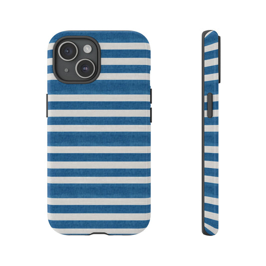 Summer Blue Linen Fabric Design Style Pattern Phone Case / Phonecase - Tough Cases for iPhone 15, iPhone 14 and iPhone 13