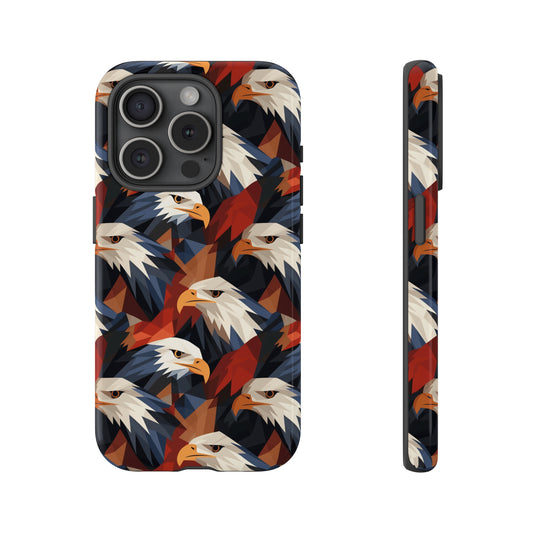 Majestic Bald Eagle Pattern Polygonized Style Phone Case  - Tough Cases for iPhone 15, iPhone 14 and iPhone 13