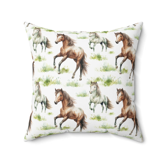 Horse Enthusiasts Collection - Beautiful "Connemara Pony" Majestic Watercolor Pattern - Spun Polyester Square Pillow - Perfect Gift