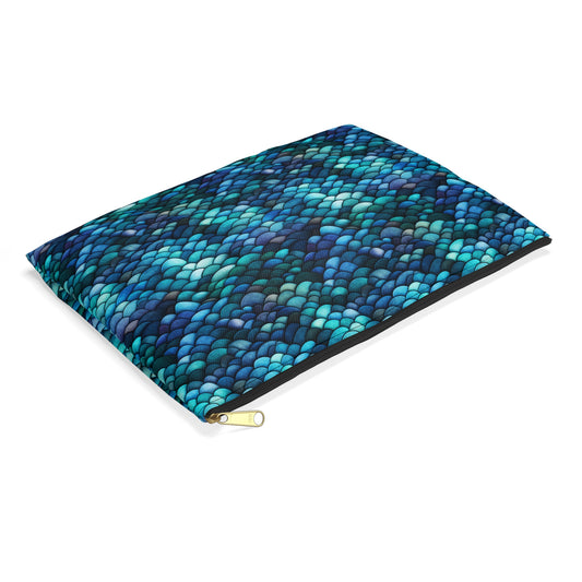 Blue Fish Scale / Fishscale Pattern Accessory Pouch for Fishers / Fishing Enthusiasts - Funny Gift