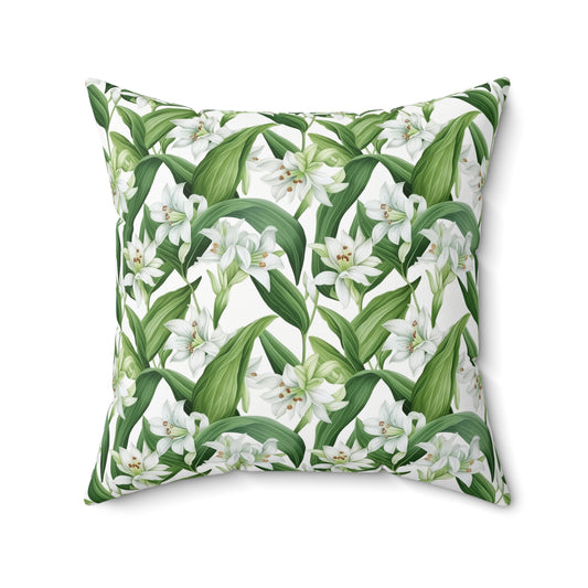 Gardening Lovers Collection - Spider Plant (Chlorophytum comosum) Herbal Garden Plants Pattern - Spun Polyester Square Pillow - Perfect Gift