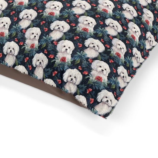 Majestic Maltese Dog Pattern Style Pet Bed
