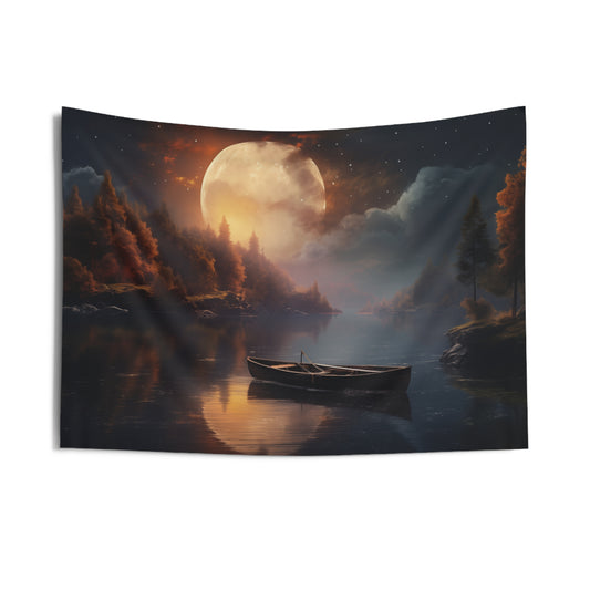 Lake Full Moon Tapestry - Indoor Wall Tapestries