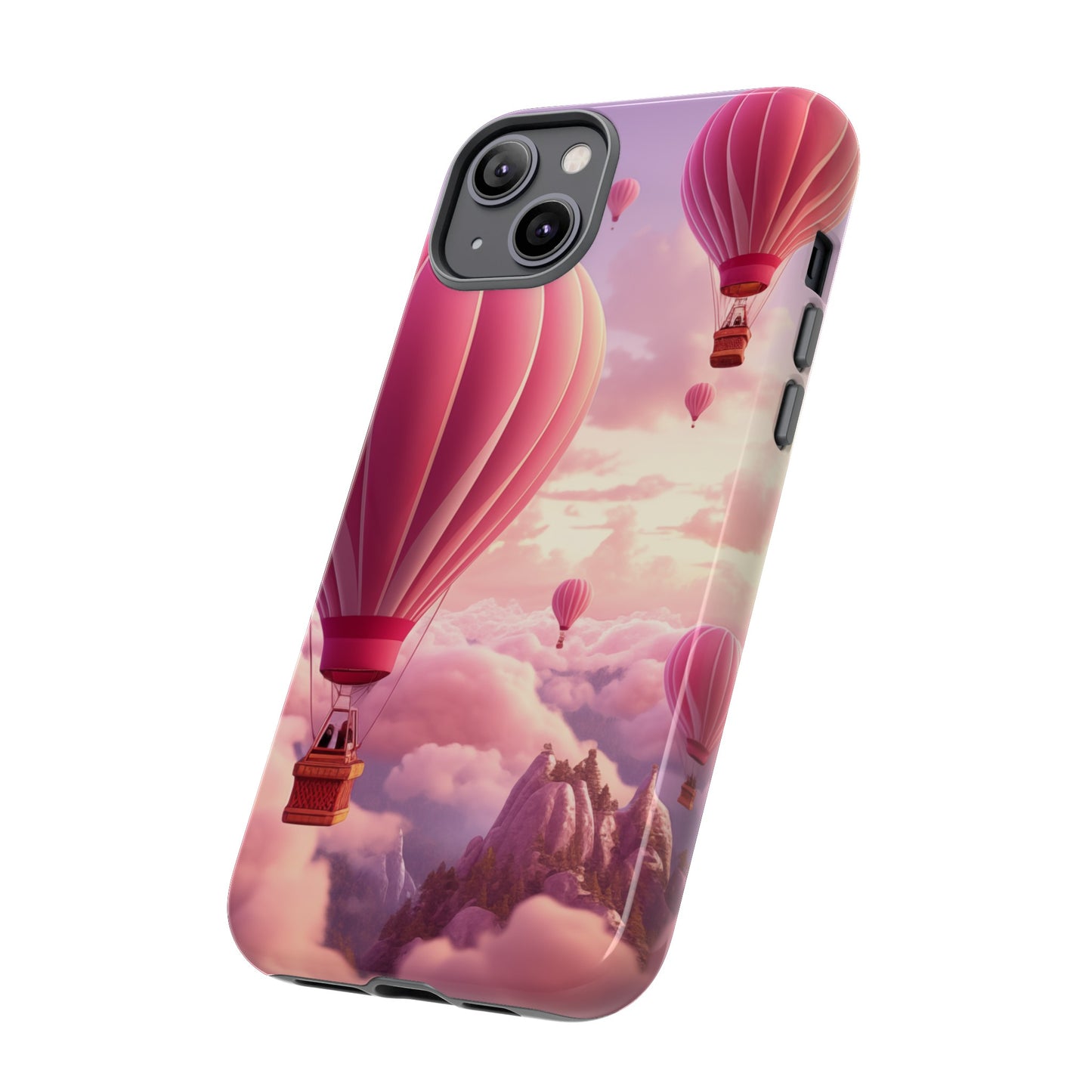 WhisperPrint - Romantic Hot Air Ballons in the Morning Sky Style Phone Case  - Tough Cases for iPhone 15, iPhone 14 and iPhone 13