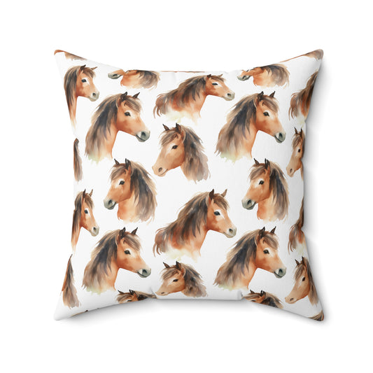 Horse Enthusiasts Collection - Beautiful "Morgan Pony" Majestic Watercolor Pattern - Spun Polyester Square Pillow - Perfect Gift