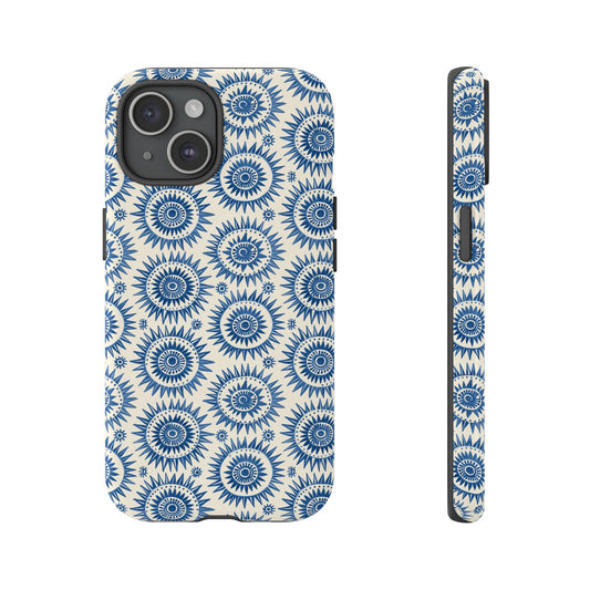 Blue Summer Marrakech Sun Block Print Pattern Phone Case / Phonecase - Tough Cases for iPhone 15, iPhone 14 and iPhone 13