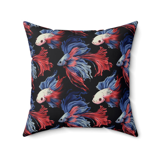 Fishing Enthusiasts Collection - Beautiful "Simese Fighting Fish" Elegant Watercolor Fish Pattern - Spun Polyester Square Pillow - Gift