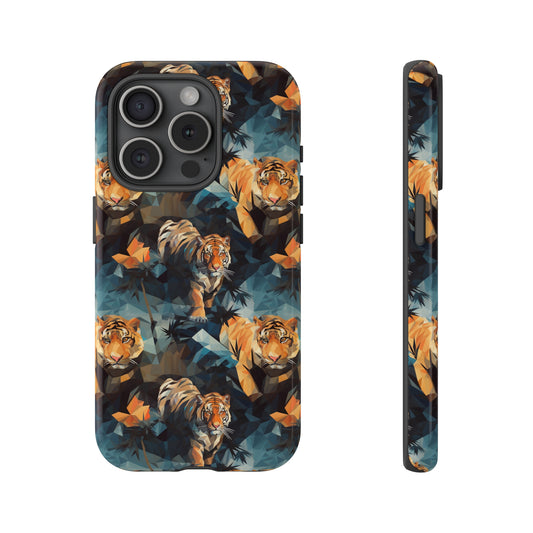 Sneaking Tiger Grey Polygonized Style Phone Case  - Tough Cases for iPhone 15, iPhone 14 and iPhone 13