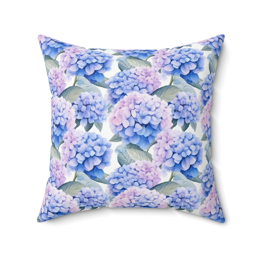 Gardening Lovers Collection - Hydrangea (Hydrangea spp.) Herbal Garden Plants Pattern - Spun Polyester Square Pillow - Perfect Gift