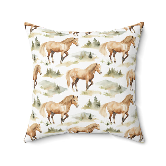 Horse Enthusiasts Collection - Beautiful "Norwegian Fjord Horse" Majestic Watercolor Pattern - Spun Polyester Square Pillow - Perfect Gift